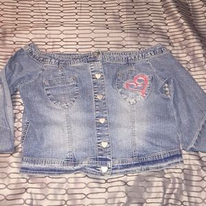 Cute Denim Off The Shoulder Shirt NWOT